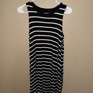 Time and Tru Black and White Striped Midi Dress